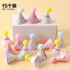 Decoración de pastel del Día de San Valentín chino oso sentado de goma blanda adorno vela de corazón mini sombrero topper