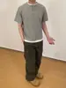 Camiseta Masculina Retro Estilo Americano Falsa Duas Peças Manga Curta Duffy Bonito Old Money Gola Henry Waffles Ombro Pesado Manga Meia