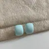 Crema Cuadrado Pequeño Primavera y Verano Nuevos Pendientes Pequeños Multicolor Simples Combinan con Todo Diarios Exquisitos Pendientes Pequeños de Color Sólido Pasador de Plata