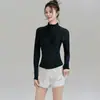 Traje de baño de dos piezas deportivo y de ocio para mujer, dividido, conservador, con mangas largas, cremallera y almohadilla en el pecho, traje de surf, traje de neopreno para playa