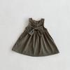 Vestido Otoñal Coreano para Niña Cuello de Muñeca Cárdigan Manga Larga Top Vestido Chaleco de Pana para Bebé Niña Primavera y Otoño