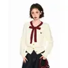 Suéter de Punto Rojo con Lazo en V para Mujer, Estilo Corto para Otoño e Invierno, Adecuado como Capa Base o Cárdigan para Figuras Pequeñas