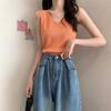 Camisola de Punto para Mujer Verano Nueva Llegada Traje Francés Top Interior Ropa Exterior Fina Camiseta Base sin Mangas de Seda Helada