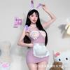 Traje de Sirvienta Sexy Transparente de Conejita Dulce Talla Grande con Aro de Acero Lencería Sexy Encanto de Medianoche Pechos Expuestos Estilo Tentación