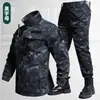 Traje de Camuflaje para Primavera y Otoño Conjunto para Hombre Ropa de Trabajo Resistente al Desgaste Uniforme de Entrenamiento al Aire Libre Doble Capa Refuerzo en la Entrepierna Ropa de Protección Laboral Chaqueta