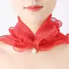 Primavera, Verano y Otoño Estilo Coreano Suéter de Malla Bufanda Pequeña para Cuello y Bufanda para Cuello Delgada Moderna Versátil Semidecorativa Bufanda de Gasa