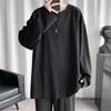 Atacado de fábrica camiseta de manga comprida masculina solta Joker ins cor sólida top para casais 2023 primavera e outono camiseta camiseta básica