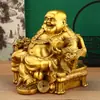 Silla de Dragón de Latón Figura de Buda Maitreya Decoración del Hogar Entrada de Oficina Adorno de Cobre