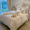 Conjunto de Quatro Peças Estilo Princesa para Menina Outono e Inverno Jacquard Lixado Algodão Penteado Lençol Estilo Luxo Leve Roupa de Cama de Alta Qualidade