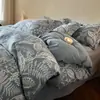 Novo conjunto de cama de quatro peças em algodão escovado 2026 novo lençol de cama 100% algodão capa de edredom estampada conjunto de cama de três peças