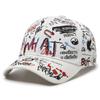 Chapéus Transfronteiriços para Homens e Mulheres, Estilo Coreano Primavera e Outono Boné de Baseball com Letras Grafite, Chapéu Estampado com Proteção Solar, Boné com Aba para Uso Externo