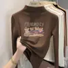 Camiseta base de doble cara con forro polar para niñas, manga larga para otoño e invierno con cuello medio alto, cálida y adecuada para usar en capas