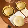 Regreso Lento al Pasado - Bol de Manzana Gradiente Amarillo Cerámica para Arroz para el Hogar Té de la Tarde Vajilla Exquisita Bol para Fideos Instantáneos Bol para Yogur