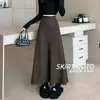 Falda retro de cola de pez para mujer, otoño e invierno, cintura elástica, adelgazante, casual, fluida, bodycon, falda larga