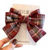 Fita Xadrez Estilo Tweed Laço Acessórios de Cabelo Menina Pequena Xadrez Britânico Estilo Preppy Adorno de Cabeça Outono e Inverno Grampo de Cabelo Ano Novo