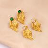 Pendientes irregulares de concha de alta calidad franceses chapados en oro de 18k pendientes de moda nicho OL pendientes de circonita al por mayor
