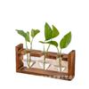 Vaso de Vidro com Moldura de Madeira Criativa Suporte Decorativo para Plantas Verdes Hidropônicas de Mesa Decoração de Casa Artesanato para Arranjo de Plantas e Flores