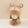 Gorro de Invierno para Bebé con Protección para las Orejas, Gorro Lindo de Oso Tejido de Lana, Gorro Cálido Engrosado para Niños y Niñas