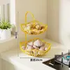 Cesta de Armazenamento para Cozinha para Cebolas, Gengibre e Alho; Suporte de Mesa para Vegetais; Suporte de Frutas Dupla Camada Multifuncional para Uso Doméstico para Sala de Estar