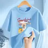 2349 # Camiseta de Manga Corta para Niña Verano 2025 Nuevo Estilo Moda Infantil Estilo Delgado Mediana y Grande de Algodón Puro Holgada