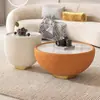 Mesa de centro redonda de pizarra, lujo ligero estilo italiano moderno, adecuada para apartamentos pequeños, diseño de sala de estar simple, modelo popular en línea, combinación creativa