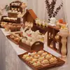 Exhibidor de Mesa de Postres Mori Adornos de Mesa de Madera Sólida Boda Compromiso Cumpleaños Banquete de Negocios Cena Fría Mesa para Pausa de Té