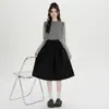 Nuevo falda midi de pana retro estilo coreano para otoño e invierno, de cintura alta, adelgazante, con caída versátil para mujer