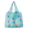 Nova grande bolsa de compras dobrável, bolsa quadrada de pano com flores, bolsa de compras portátil, bolsa tote dobrável