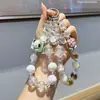 Cadena de teléfono móvil con colgante de cuentas para niña, cadena de teléfono móvil de cuentas DIY, colgante de llavero pintado a mano con dopamina