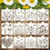 Plantillas Populares de Pintura Calada Floral y de Plantas de Amazon para Bricolaje, Plantillas de Estarcido, Arte de Pared con Estampado, Moldes de Dibujo para Superficie de Madera