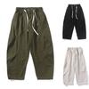Estilo Japonés Algodón Puro Peso Pesado Lavable Holgado Talla Extra Cintura Pierna Ancha Overol Pantalones Casuales Machete Modernos de Moda para Hombre