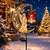 Luz de Jardín de Resina con Forma de Luna Creciente para Clavar en el Suelo Serie de Luces de Jardín de Luna Creciente Nuevo Producto Navideño