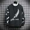Comércio exterior transfronteiriço outono e inverno nova tendência da moda masculina suéter de mohair suéter cabeça de lobo fábrica atacado