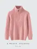 Suéter infantil de cashmere, design com meio zíper, adequado para meninos e meninas, coleção outono/inverno, cashmere trançado, espessado para aquecimento, suéter casual para usar por baixo
