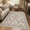 Alfombra de sala de estar estilo bohemio de cachemira sintética lavable a máquina, de alta gama, impermeable, resistente a las manchas, plegable, adecuada para sofá y mesa de centro