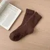 Calcetines de vellón de coral sin pelusa transfronterizos para hombre y mujer, calcetines de vellón de color liso, media caña, cálidos para dormir, calcetines de piso
