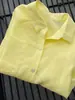 Recomendação Chao Fire! Camisa de Proteção Solar Amarelo Limão de Tencel e Rami Feminina Nova Camisa de Linho Top Fino de Manga Longa