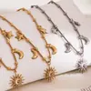 Mili Design Pulsera Collar con Múltiples Colgantes de Corazón Hueco de Diamante Completo Acero Inoxidable Chapado en Oro Real de 18K Joyería Transfronteriza