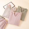 2025 Nuevo Estilo Simple de Color Puro Algodón Puro Gasa de Doble Capa Pijama para Mujer Primavera, Verano y Otoño Delgado de Manga Larga Traje de Casa