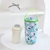 Bolsa de Mão Portátil para Bebidas Chá de Leite com Estampa de Coração de Menina para o Verão Tecido Oxford Folha de Alumínio Zíper Isolamento Bolsa para Bebidas Geladas