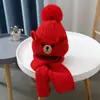 Chapéu Infantil Outono e Inverno Chapéu de Lã de Urso para Meninos e Meninas Conjunto de Duas Peças de Algodão Tricotado Quente Chapéu Lenço para Bebê