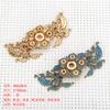 60656 Set de Accesorios para Corona de Cabello Hechos a Mano Estilo Antiguo Materiales Ramas de Flores y Enredaderas Azul Quemado de Cobre 37*89mm