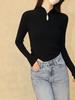Suéter de Punto Abotonado Ed Estilo Chino Nuevo de Seda y Lana para Mujer, Otoño e Invierno, Calado de Punto Fino, Capa Base Ajustada