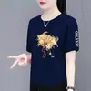 Camisetas de manga corta de marca con superávit de comercio exterior transfronterizo para mujer, tops nuevos de estilo chino, modernos y juveniles para madres