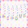 Decorações de Páscoa, Ovos Coloridos, Bandeiras, Faixas, Enfeites Espirais Pendurados, Coelho, Conjunto Pequeno de Decorações para Festa de Feliz Páscoa