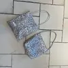 Nova Bolsa de Lona de Grande Capacidade Moda para o Dia a Dia Cinza Prata Feminina Casual Estampa de Leopardo Bolsa de Ombro