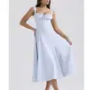 2024 Amazon Quente Verão Exportação Elegante para o Dia a Dia Cor Lisa Moda Sofisticada Vestido Saia com Suspensório para Mulheres