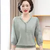 Camiseta de Verano Estilo Chino 2026 con Mangas Transparentes para Mujeres de Mediana Edad y Mayores, Blusa Delgada de Seda de Hielo para Primavera y Verano