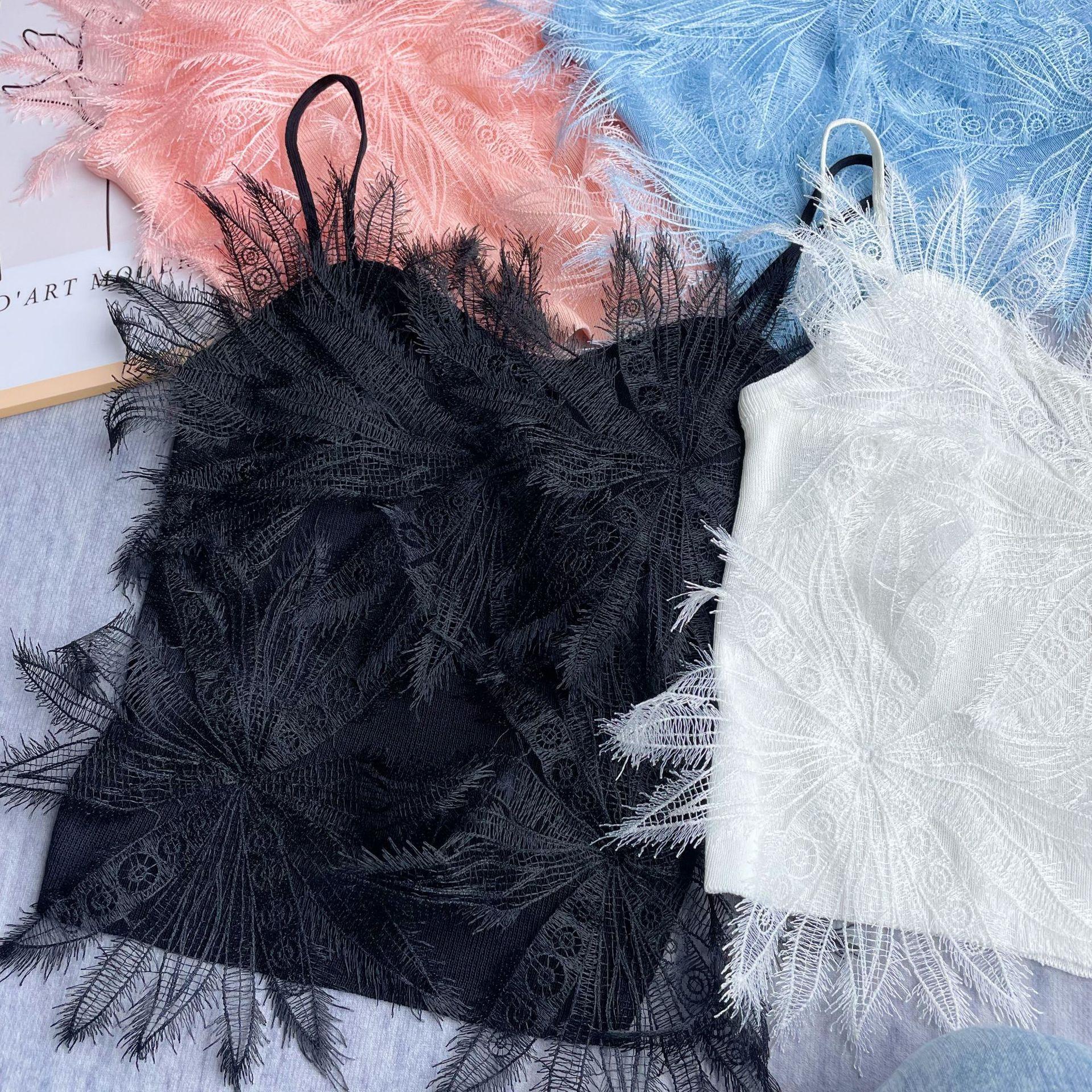 Z-3-30-1  蕾丝羽毛吊带背心 (19)