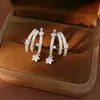 Brincos de prata banhados a ouro real com pérola e laço de zircônia, brincos doces estilo coreano e japonês para meninas, luxo leve e sensação de alta qualidade
